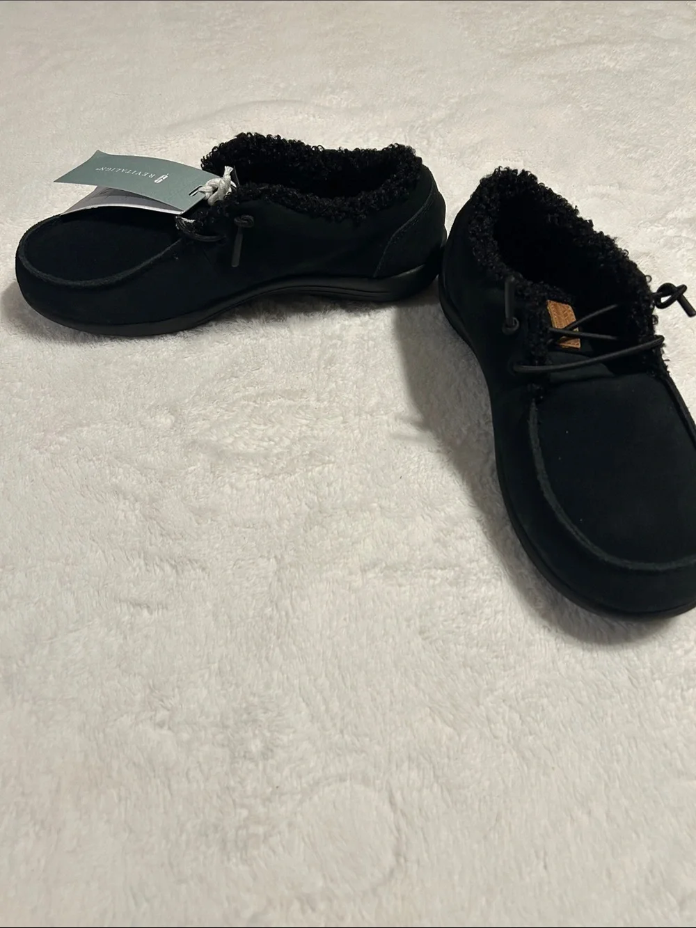 REVITALIGN Black Sherpa-Lined Casual Slip-Ons men Size 8D